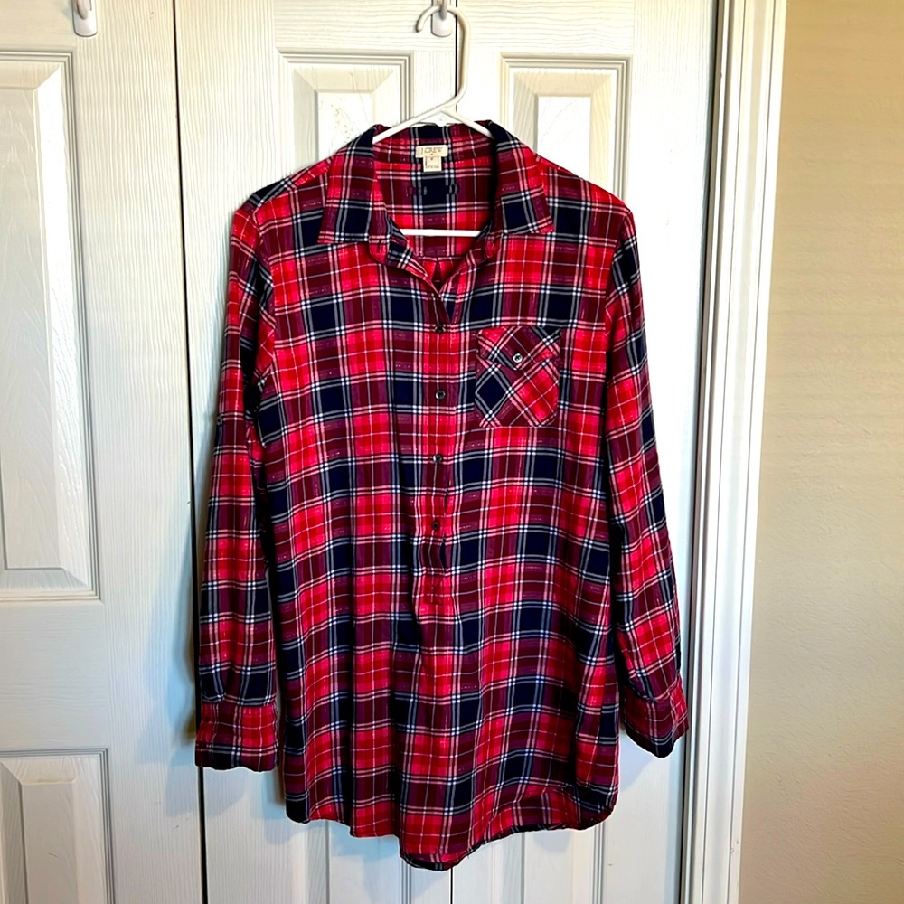 Pink and navy plaid tunic